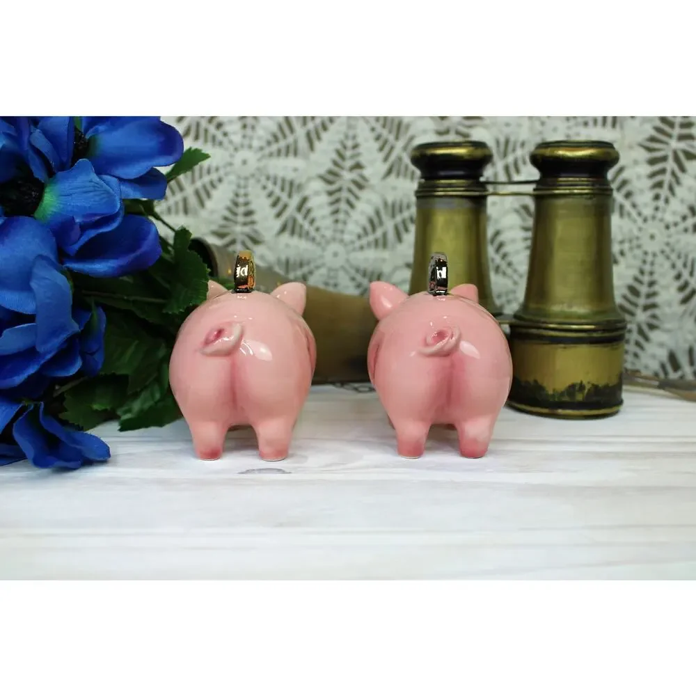 1999 Clay Art Pig Coins Salt and Pepper shakers.